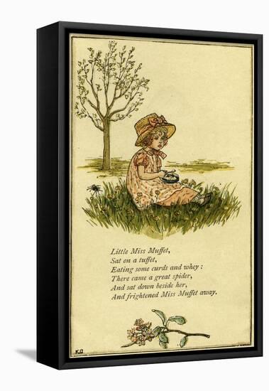 Little Miss Muffet illustrated-Kate Greenaway-Framed Premier Image Canvas