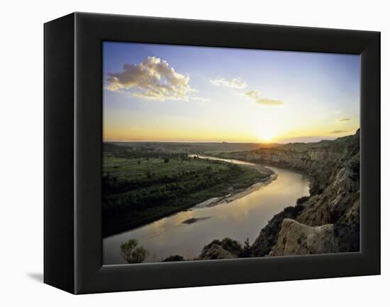 Little Missouri River at Sunset in Theodore Roosevelt National Park, North Dakota, USA-Chuck Haney-Framed Premier Image Canvas