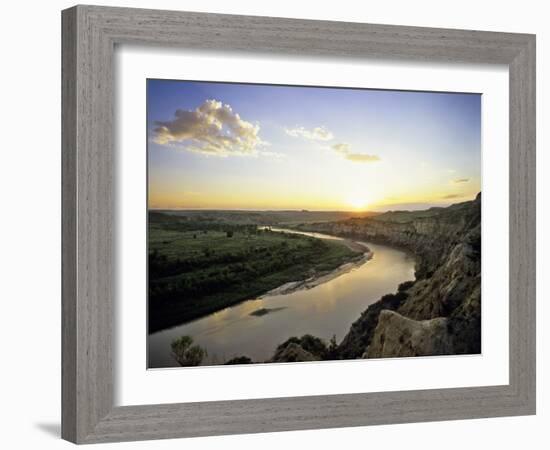 Little Missouri River at Sunset in Theodore Roosevelt National Park, North Dakota, USA-Chuck Haney-Framed Photographic Print