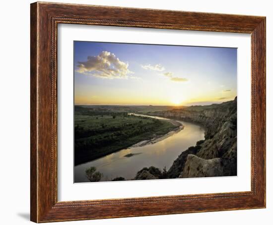 Little Missouri River at Sunset in Theodore Roosevelt National Park, North Dakota, USA-Chuck Haney-Framed Photographic Print