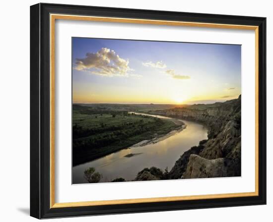 Little Missouri River at Sunset in Theodore Roosevelt National Park, North Dakota, USA-Chuck Haney-Framed Photographic Print