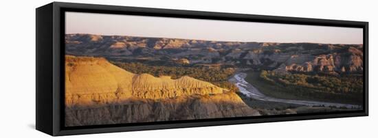 Little Missouri River, Badlands, Theodore Roosevelt National Park, North Dakota, USA-null-Framed Premier Image Canvas