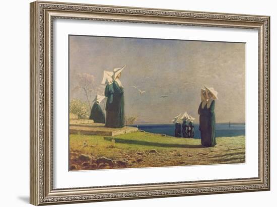 Little Nuns by the Sea (Monachine in Riva Al Mare)-Vincenzo Cabianca-Framed Giclee Print