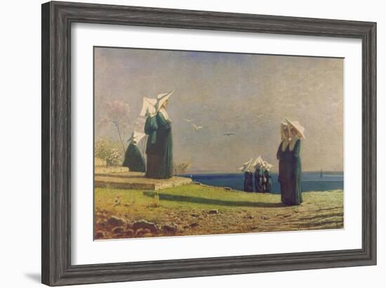 Little Nuns by the Sea (Monachine in Riva Al Mare)-Vincenzo Cabianca-Framed Giclee Print