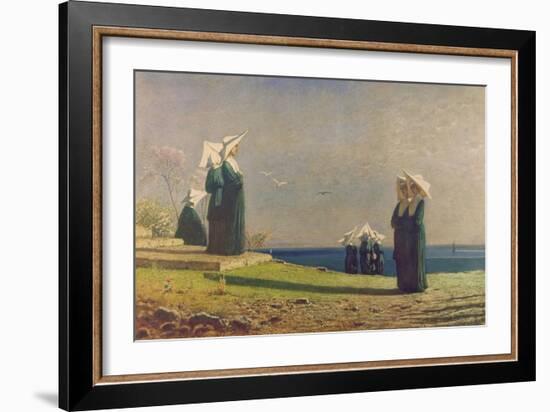 Little Nuns by the Sea (Monachine in Riva Al Mare)-Vincenzo Cabianca-Framed Giclee Print