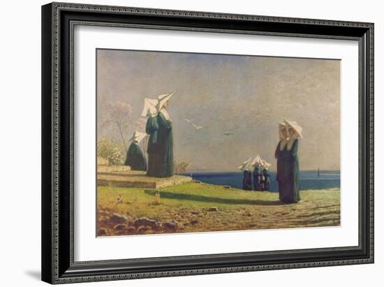 Little Nuns by the Sea (Monachine in Riva Al Mare)-Vincenzo Cabianca-Framed Giclee Print