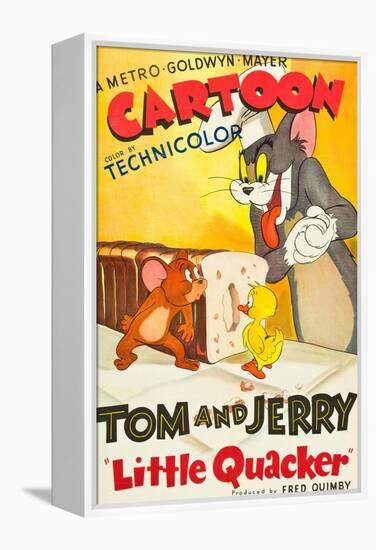 LITTLE QUACKER, l-r: Jerry the Mouse, Little Quacker, Tom the Cat on poster art, 1950.-null-Framed Stretched Canvas