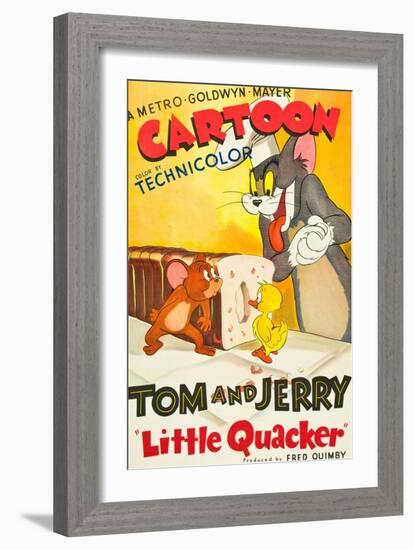 LITTLE QUACKER, l-r: Jerry the Mouse, Little Quacker, Tom the Cat on poster art, 1950.-null-Framed Premium Giclee Print