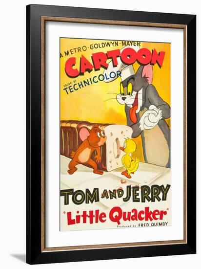 LITTLE QUACKER, l-r: Jerry the Mouse, Little Quacker, Tom the Cat on poster art, 1950.-null-Framed Premium Giclee Print