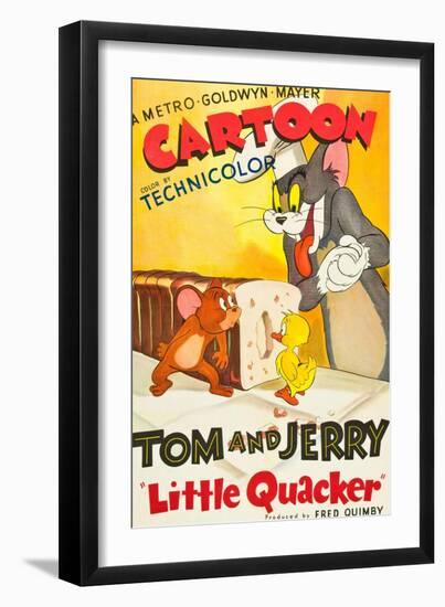 LITTLE QUACKER, l-r: Jerry the Mouse, Little Quacker, Tom the Cat on poster art, 1950.-null-Framed Premium Giclee Print