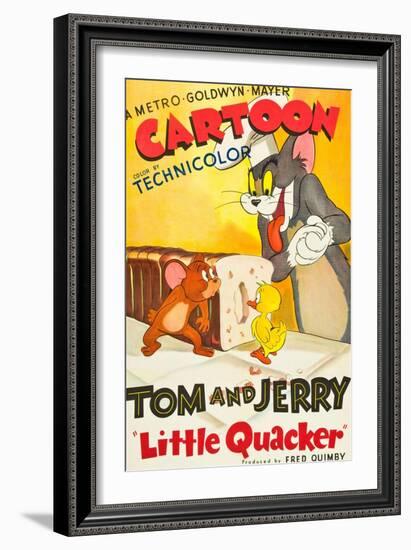 LITTLE QUACKER, l-r: Jerry the Mouse, Little Quacker, Tom the Cat on poster art, 1950.-null-Framed Premium Giclee Print