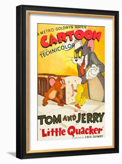 LITTLE QUACKER, l-r: Jerry the Mouse, Little Quacker, Tom the Cat on poster art, 1950.-null-Framed Premium Giclee Print