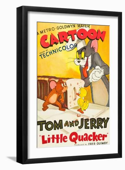 LITTLE QUACKER, l-r: Jerry the Mouse, Little Quacker, Tom the Cat on poster art, 1950.-null-Framed Art Print