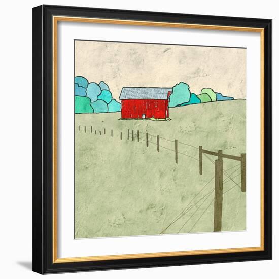 Little Red Barn-Ynon Mabat-Framed Art Print