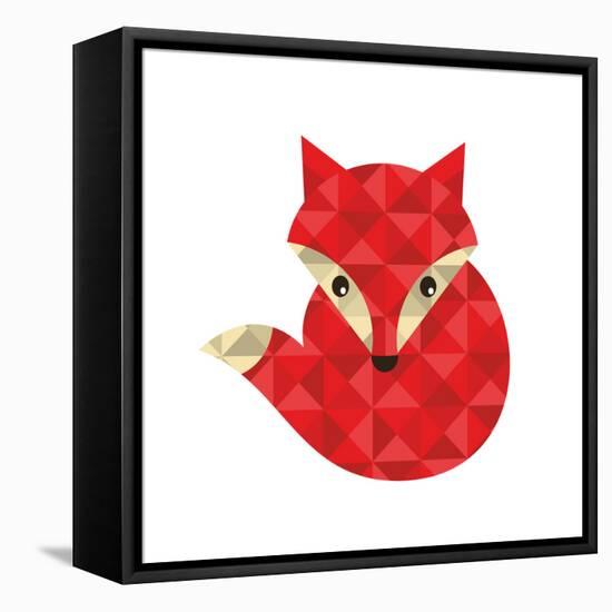 Little Red Fox Made of Triangles.-panova-Framed Stretched Canvas