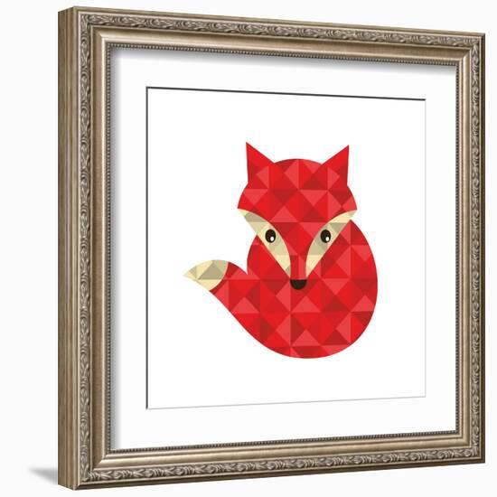 Little Red Fox Made of Triangles.-panova-Framed Art Print