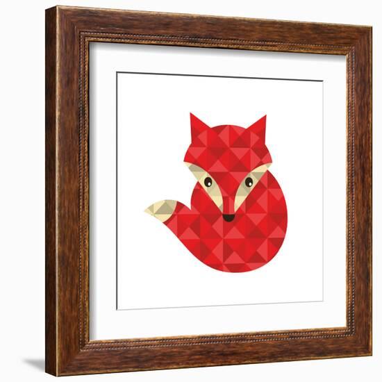 Little Red Fox Made of Triangles.-panova-Framed Art Print