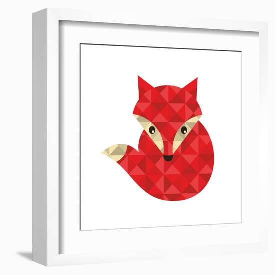 Little Red Fox Made of Triangles.-panova-Framed Art Print