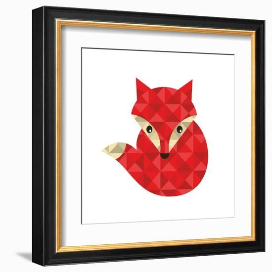 Little Red Fox Made of Triangles.-panova-Framed Art Print