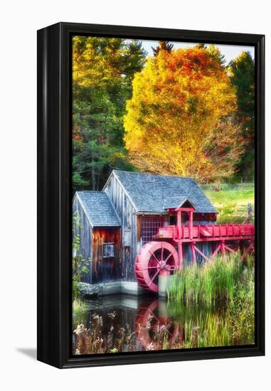 Little Red Grist Mill In Vermont-George Oze-Framed Premier Image Canvas