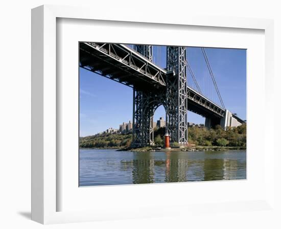 Little Red Lighthouse Under George Washington Bridge, New York, USA-Peter Scholey-Framed Photographic Print