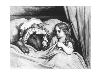 Little Red Riding Hood And The Wolf Illustration From Les Contes De Perrault Giclee Print Gustave Dore Art Com