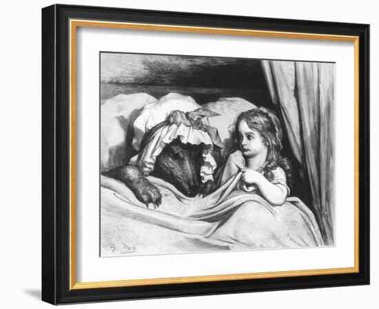 Little Red Riding Hood and the Wolf', Illustration from 'Les Contes De Perrault'-Gustave Doré-Framed Giclee Print