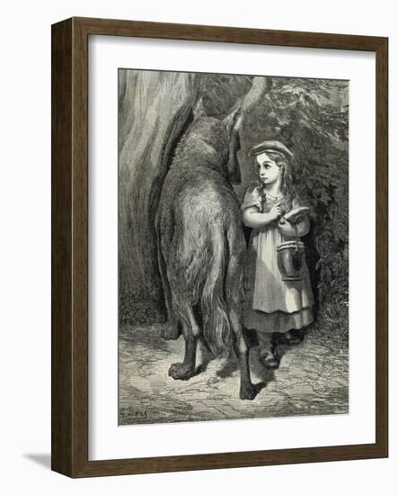 Little Red Riding Hood and the Wolf in the Forest-Paul Gustave-Framed Art Print