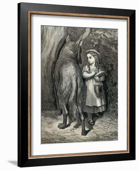 Little Red Riding Hood and the Wolf in the Forest-Paul Gustave-Framed Art Print