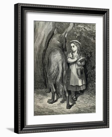 Little Red Riding Hood and the Wolf in the Forest-Paul Gustave-Framed Art Print