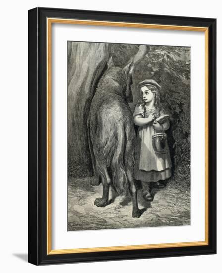 Little Red Riding Hood and the Wolf in the Forest-Paul Gustave-Framed Art Print