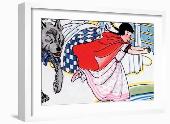 Little Red Riding Hood Chased By the Wolf-Julia Letheld Hahn-Framed Art Print