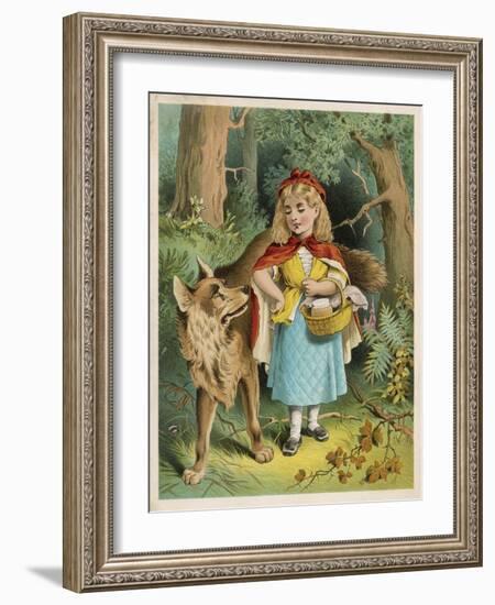 Little Red Riding Hood Forgets Her Mother's Advice and Talks to a Stranger -- the Wolf!-null-Framed Art Print