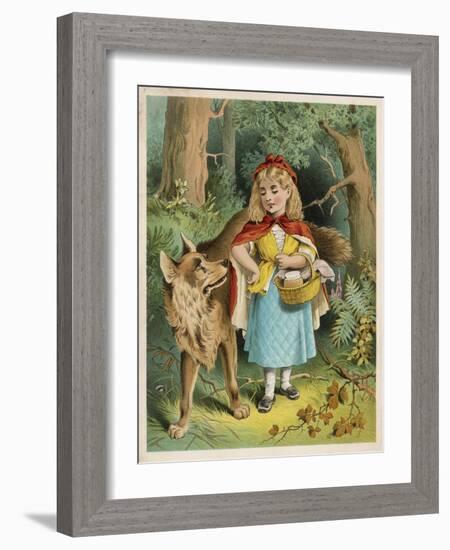 Little Red Riding Hood Forgets Her Mother's Advice and Talks to a Stranger -- the Wolf!-null-Framed Art Print