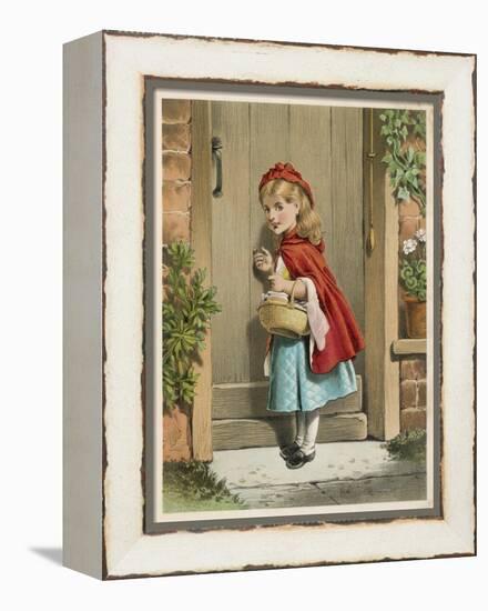 Little Red Riding Hood Knocks at Her Grandmother's Door-null-Framed Premier Image Canvas