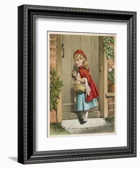 Little Red Riding Hood Knocks at Her Grandmother's Door-null-Framed Photographic Print