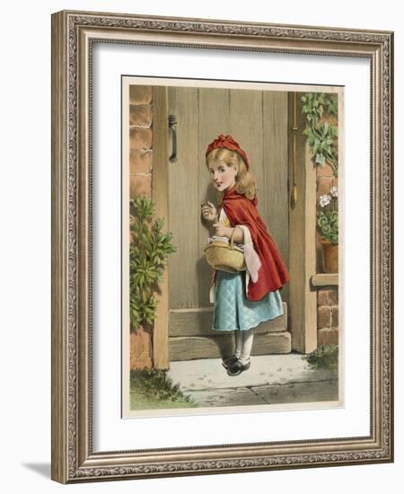 Little Red Riding Hood Knocks at Her Grandmother's Door-null-Framed Photographic Print