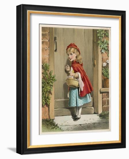 Little Red Riding Hood Knocks at Her Grandmother's Door-null-Framed Photographic Print