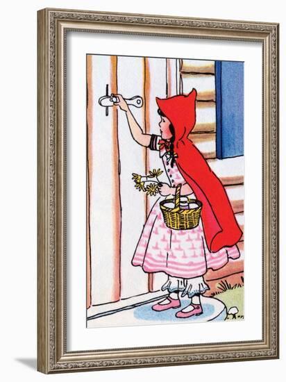 Little Red Riding Hood Knocks on Grandma's Door-Julia Letheld Hahn-Framed Art Print