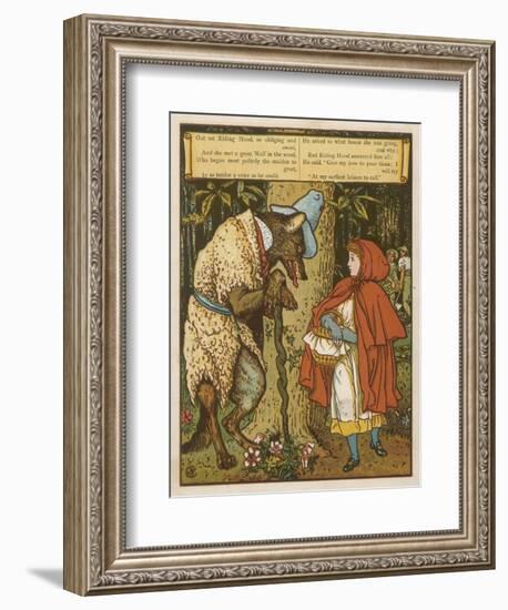 Little Red Riding Hood Meets the Wolf in the Woods-Walter Crane-Framed Art Print