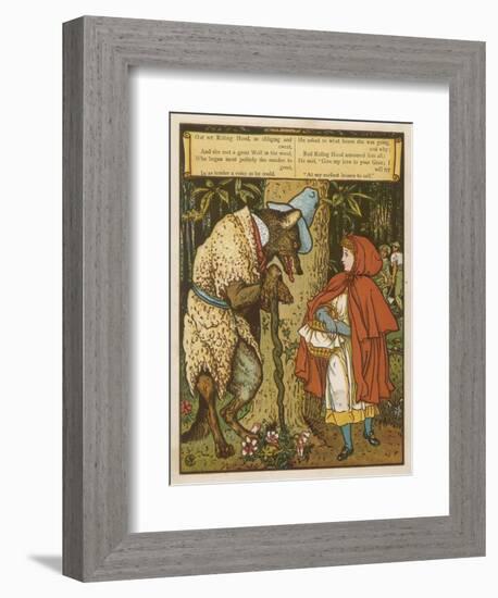 Little Red Riding Hood Meets the Wolf in the Woods-Walter Crane-Framed Art Print