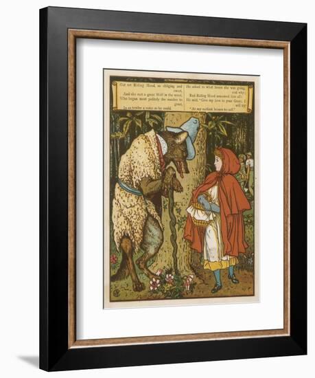 Little Red Riding Hood Meets the Wolf in the Woods-Walter Crane-Framed Art Print