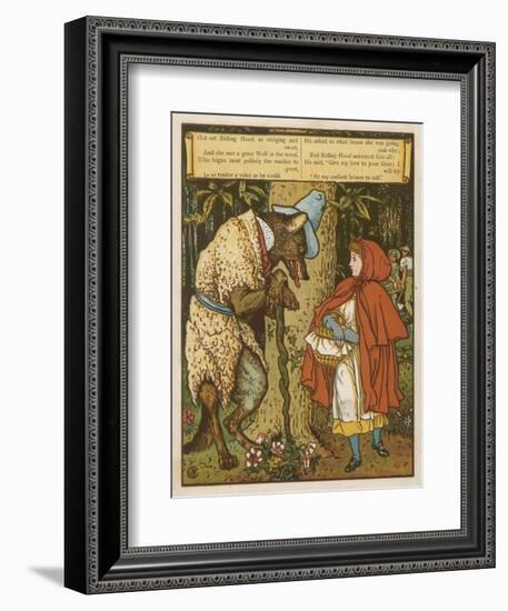 Little Red Riding Hood Meets the Wolf in the Woods-Walter Crane-Framed Art Print