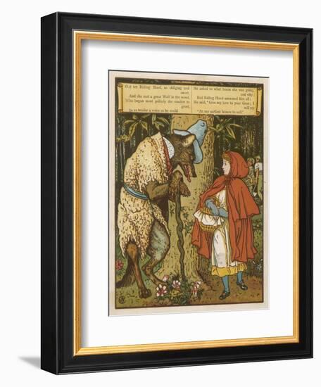 Little Red Riding Hood Meets the Wolf in the Woods-Walter Crane-Framed Art Print