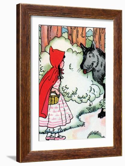 Little Red Riding Hood Meets the Wolf-Julia Letheld Hahn-Framed Art Print