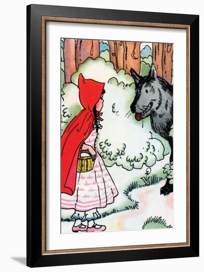 Little Red Riding Hood Meets the Wolf-Julia Letheld Hahn-Framed Art Print