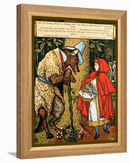 'Little Red Riding Hood', the Wolf Accosting Her in the Forest-Walter Crane-Framed Premier Image Canvas