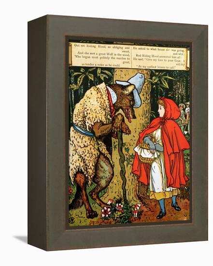 'Little Red Riding Hood', the Wolf Accosting Her in the Forest-Walter Crane-Framed Premier Image Canvas