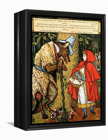 'Little Red Riding Hood', the Wolf Accosting Her in the Forest-Walter Crane-Framed Premier Image Canvas