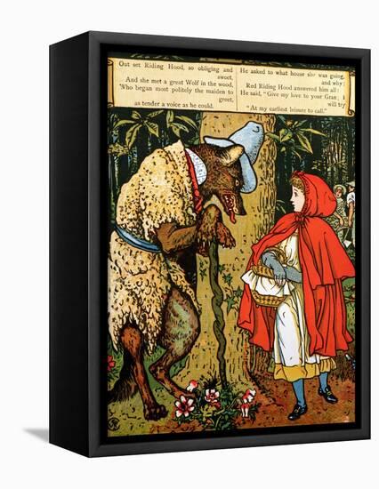 'Little Red Riding Hood', the Wolf Accosting Her in the Forest-Walter Crane-Framed Premier Image Canvas